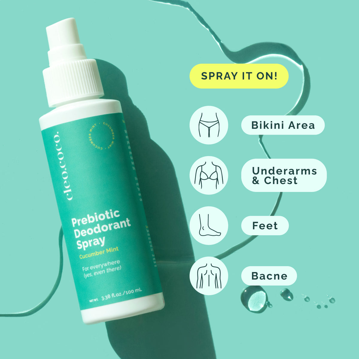 Natural, Aluminum-Free Prebiotic Deodorant Spray - Cucumber Mint – Cleo